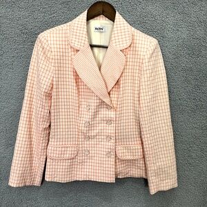 Vtg Y2K BCBG Pink Gingham Plaid Blazer Womens 6 Double Breasted Preppy Office